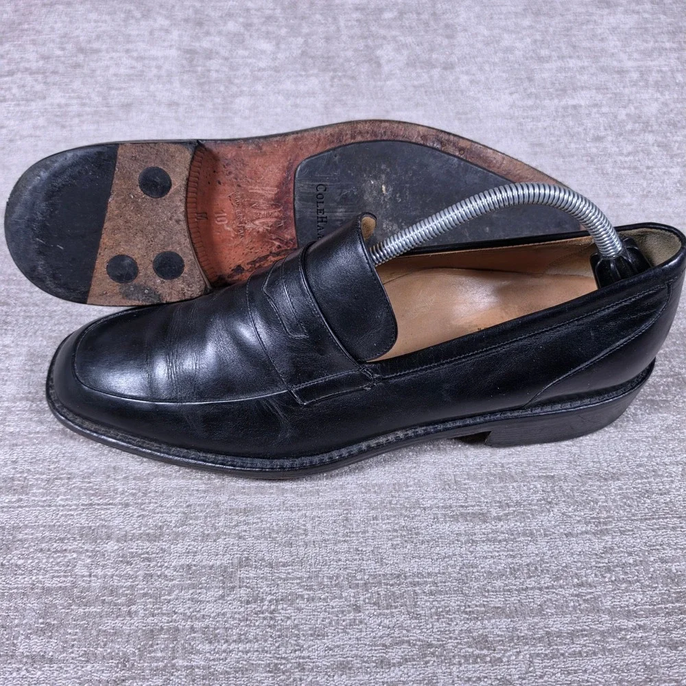 Cole Haan C02992 Penny Loafer Mens 10 Black Leather Made in Italy Slip On Dress